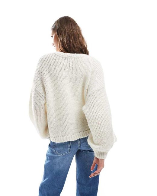 Vero Moda White Soft Fluffy Knit Edge To Edge Cardigan