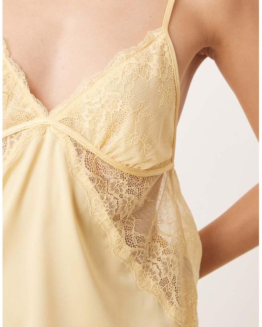 Abercrombie & Fitch Natural Nightwear Satin Lace Trim Cami Top