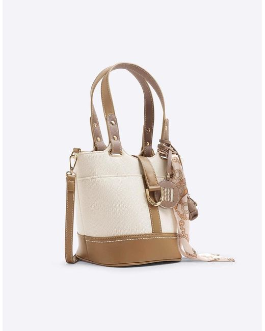 River Island White Panelled Bucket Bag