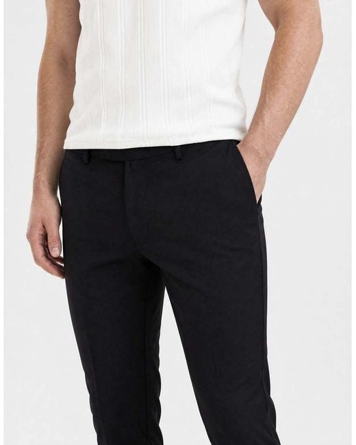 ASOS Black Skinny Washable Wool Blend Suit Pants for men