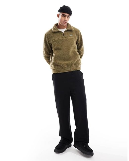 Hunter Green Leigh 1/2 Zip Sherpa Fleece Jumper for men