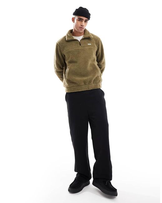 Hunter Green Leigh 1/2 Zip Sherpa Fleece Jumper for men