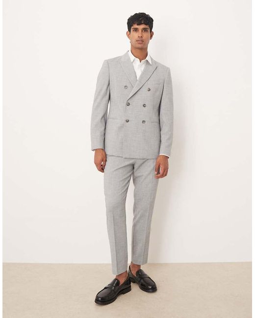 ASOS Gray Double Breasted Slim Suit Jacket for men