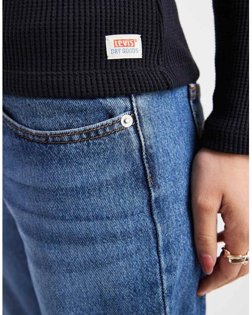 Levi's Henley Top Met Wafelstructuur En Lange Mouwen in het Blue