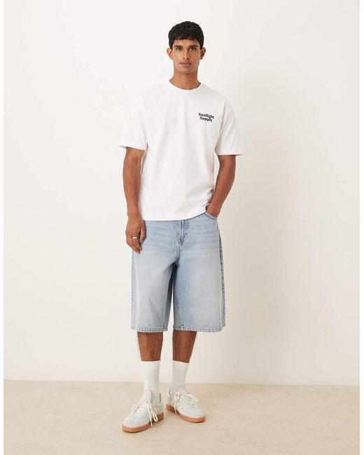 ASOS Ruimvallend T-Shirt Van Zware Stof Met Tekstprint Op De Achterkant in het White voor heren