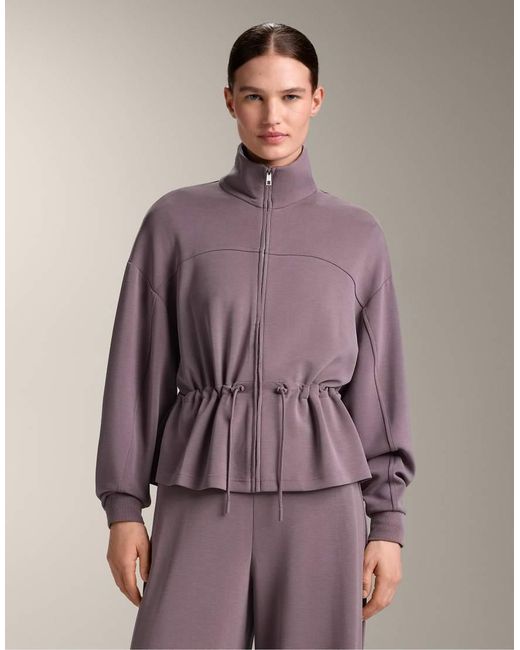 Oysho Purple Soft-Touch Modal Jacket With Adjustable Waist And High Collar