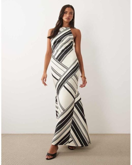 ASOS White High Neck Fishtail Maxi Dress With Open Back