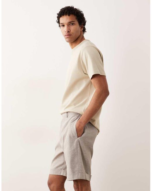 ASOS Natural Linen Rich Tailored Regular Shorts for men