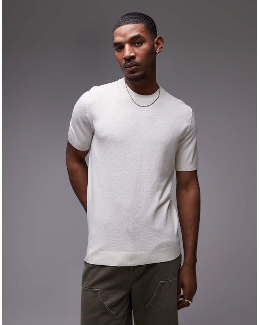 Mango Gebreid Net T-Shirt in het Gray voor heren