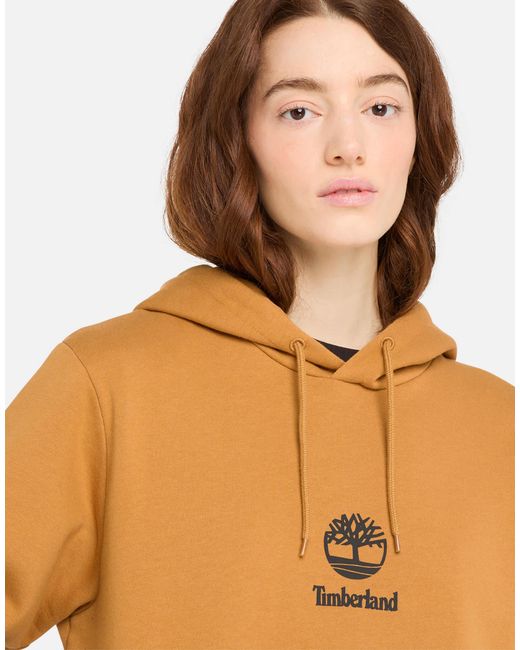 Sweat à capuche avec logo superposé - fauve blé Timberland pour homme en coloris Orange