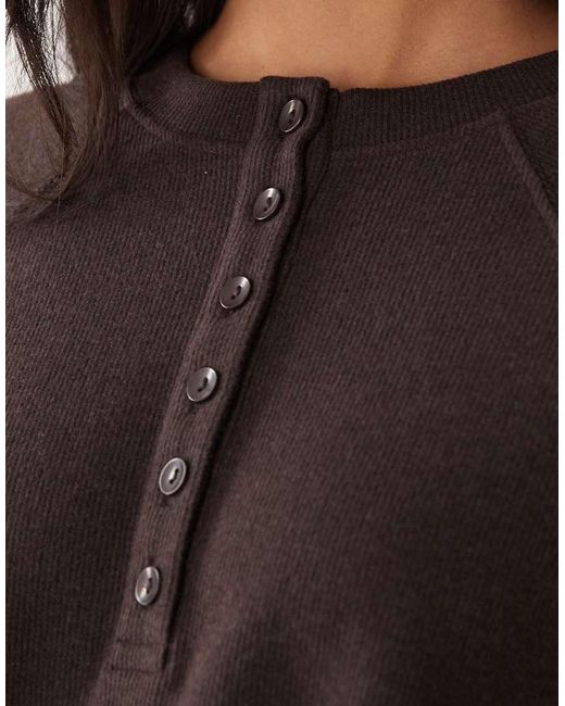 ASOS Black Long Sleeve With Cinched Waist And Button Detail Co-Ord Top