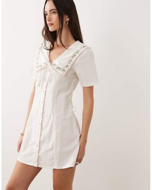 Brave Soul Natural Button Front Mini Tea Dress