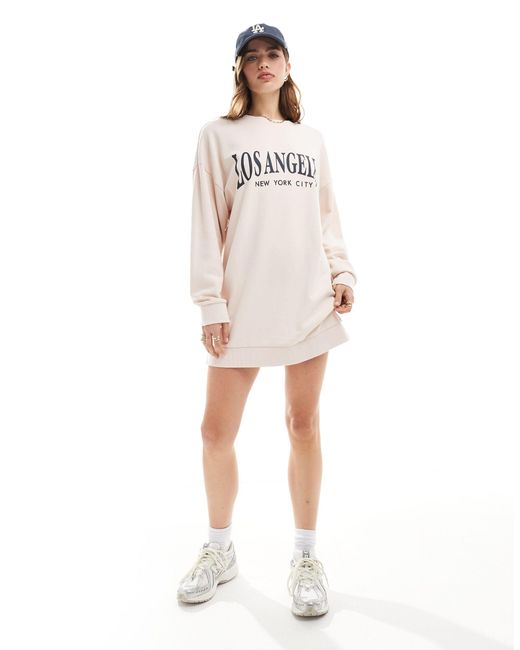 ASOS White Oversized Sweat Dress With Los Angeles Graphic