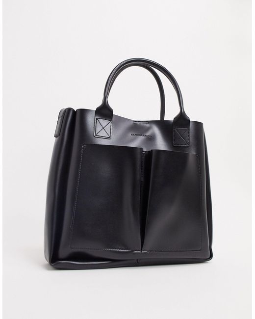 Claudia Canova Black Double Pocket Tote Bag