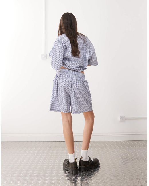 Reclaimed (vintage) Blue Unisex Boxy Pull On Shorts