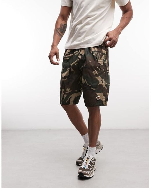 Aape By A Bathing Ape White Aape By A Bathing Ape Loose Fit Cargo Shorts for men