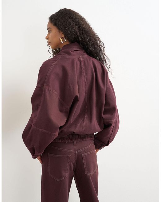 TOPSHOP Red Wrap Drape Neckline Bomber Jacket