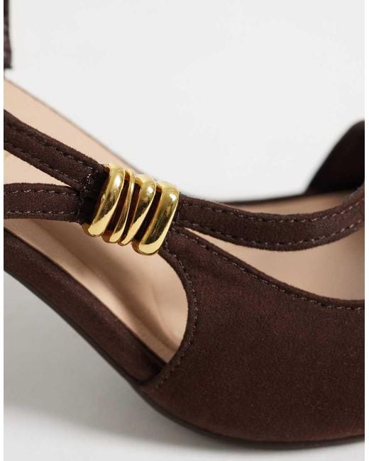 New Look Brown Asymmetric Metal Detail Sling Back Heeled Shoe