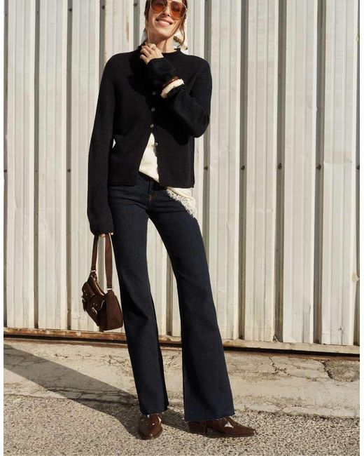Stradivarius Blue D74 Split Hem Flared Jeans
