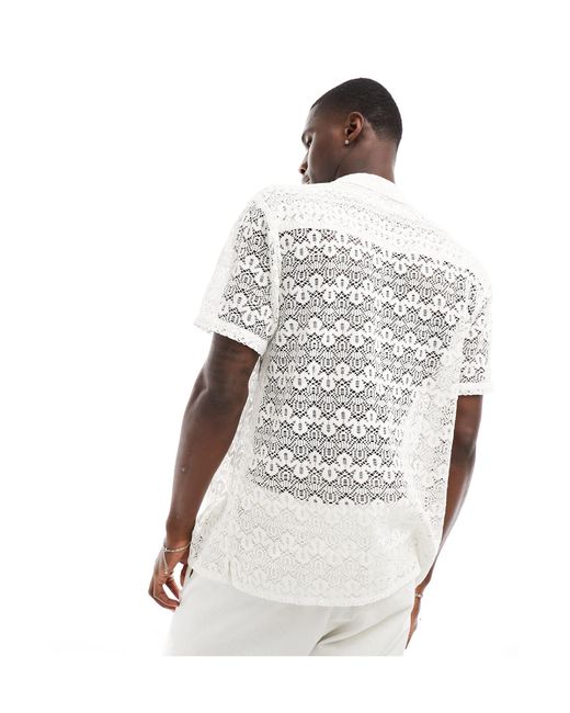 Another Influence White Knitted Beach Shirt for men