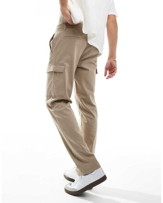 Only & Sons White Straight Fit Cargo for men