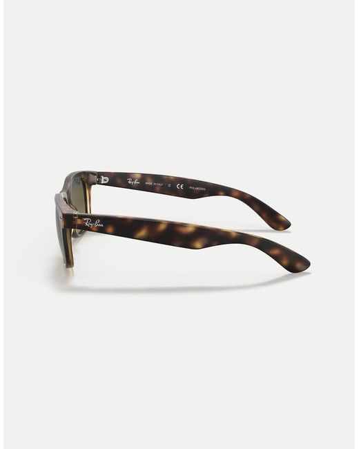Ray-Ban Brown New Wayfarer Classic Square Polarised Sunglasses With Lens