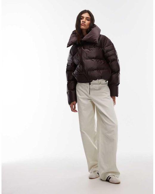 Rains Brown 17230 Alta Waterproof Short Puffer Jacket