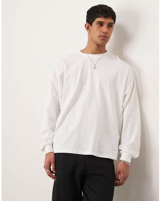 Maglietta Oversize A Maniche Lunghe di ASOS in White da Uomo