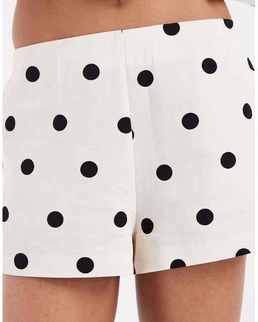 ASOS White Linen Blend Fitted High Waist Short