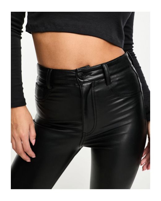 Pull&Bear Black High Waisted Faux Leather Skinny Trousers