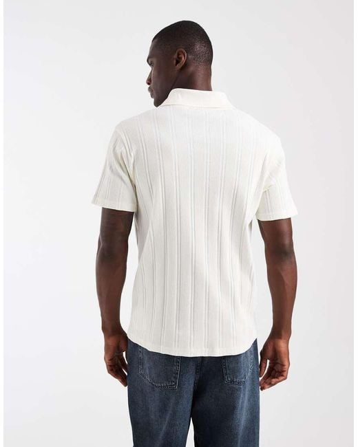 ASOS White Slim Fit Notch Neck Polo Shirt for men