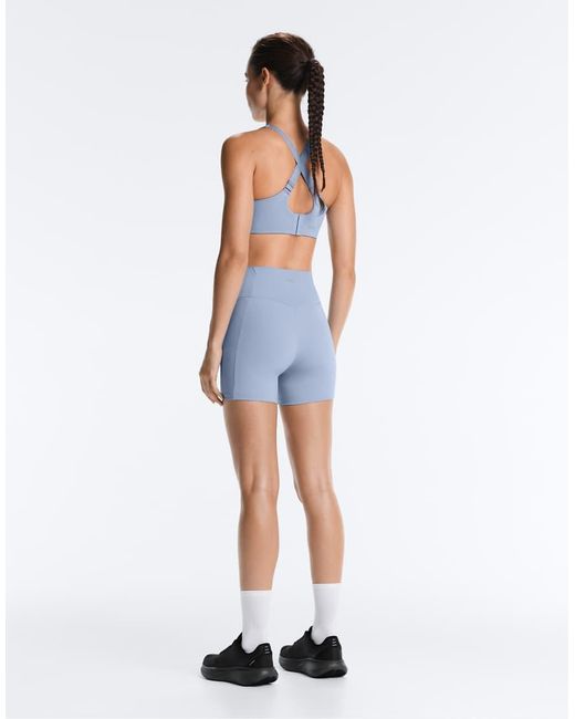 Oysho Blue High-support Compressive Crossover Back Sports Bra
