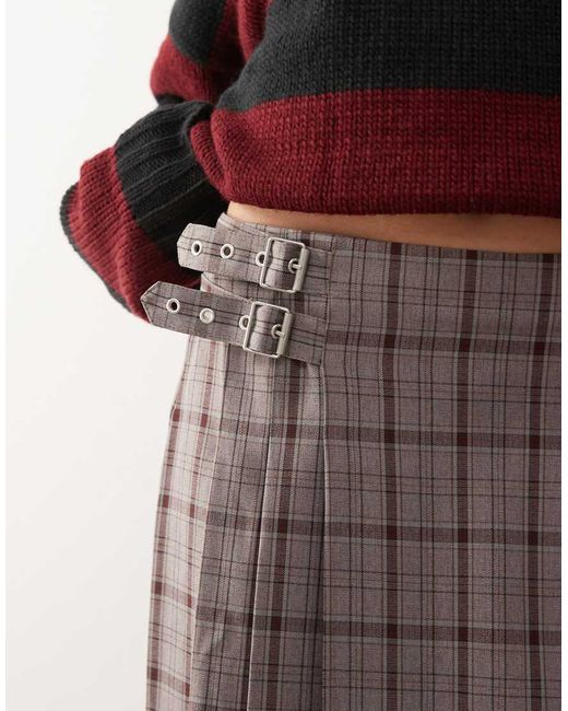 The Ragged Priest Red Buckle Kilt Wrap Maxi Skirt