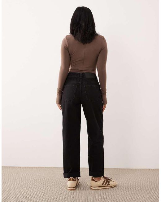 ASOS Black Asos Design Petite High Rise Relaxed Mom Jeans