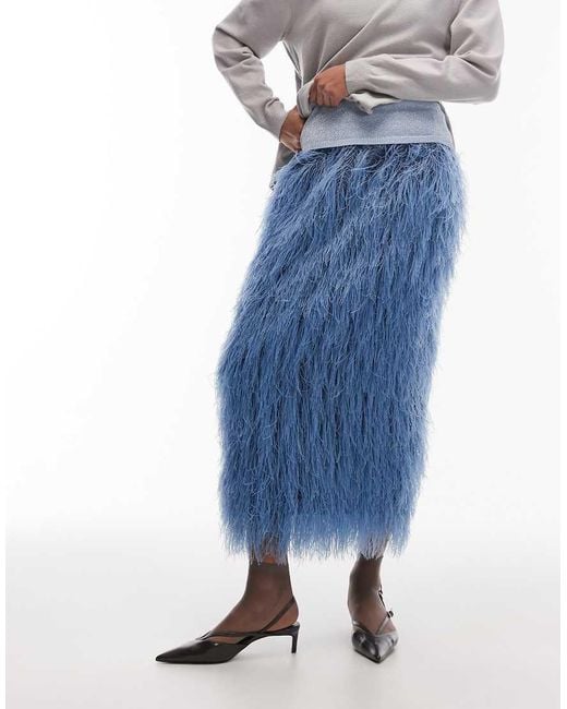 Falda De Tubo Midi Con Diseño Tridimensional De Flecos De ASOS de color White