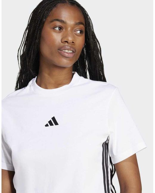 Adidas Originals White Essentials 3-Stripes Cotton Tee