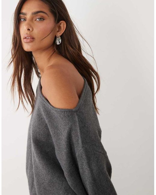 ASOS Black Slouchy Off The Shoulder With Wool