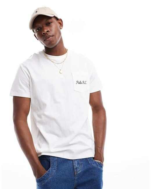 Polo Ralph Lauren Denim Bear Back Print Pocket T shirt Classic Oversized Fit in White for Men Lyst UK