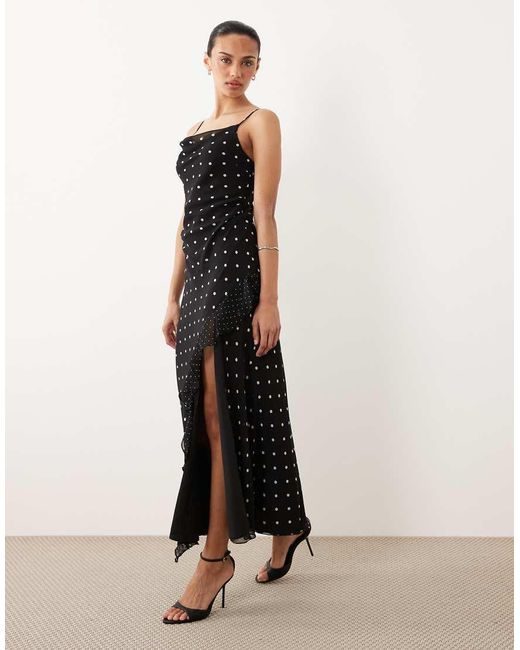 New Look Natural Polka Dot Cami Midi Dress