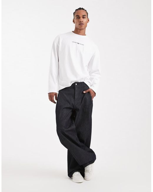ASOS White Circular Design Collection Super Heavyweight Oversized Long Sleeve T-shirt With Venture Studios Graphic for men