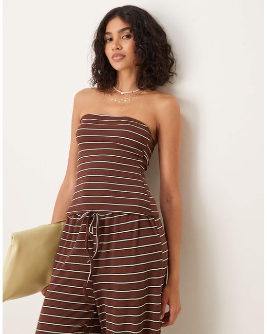Bandeau long d'ensemble à rayures - chocolat ASOS en coloris Brown
