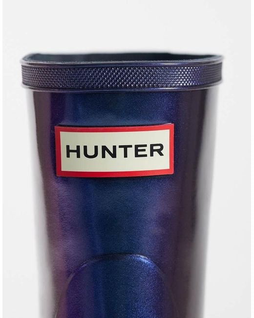 Hunter Blue Unisex Downpour Short Wellington Boots