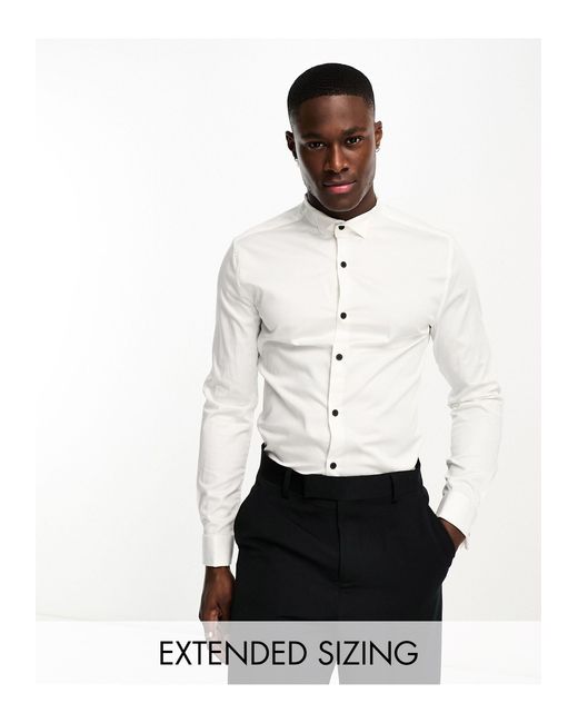 Camisa entallada con cuello ópera y botones en contraste ASOS de hombre de  color Blanco | Lyst
