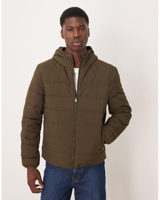 Mango Brown Padded Hooded Jacket for men