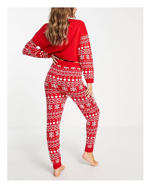Knitted Fairisle Christmas Sweater And Sweatpants Set Brave Soul en coloris  Rouge | Lyst