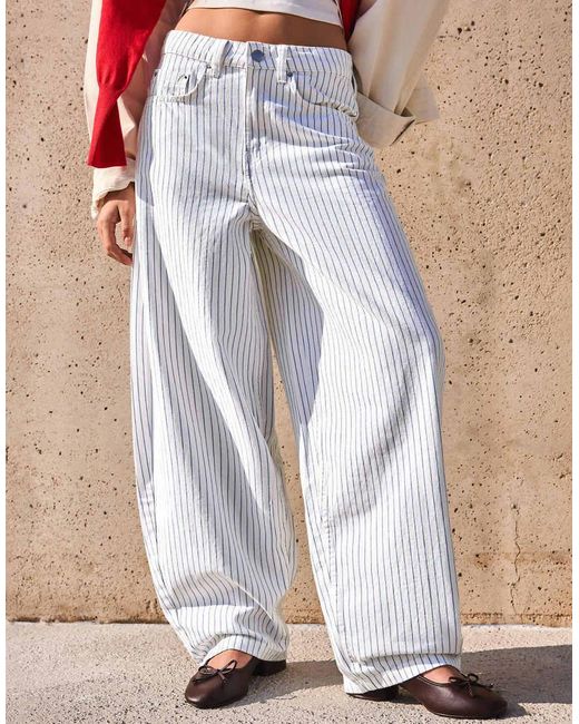 Bershka White Balloon Stripe Trousers