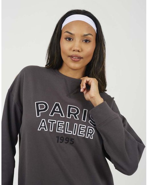 Brave Soul Gray Crew Neck Embroidered Sweatshirt