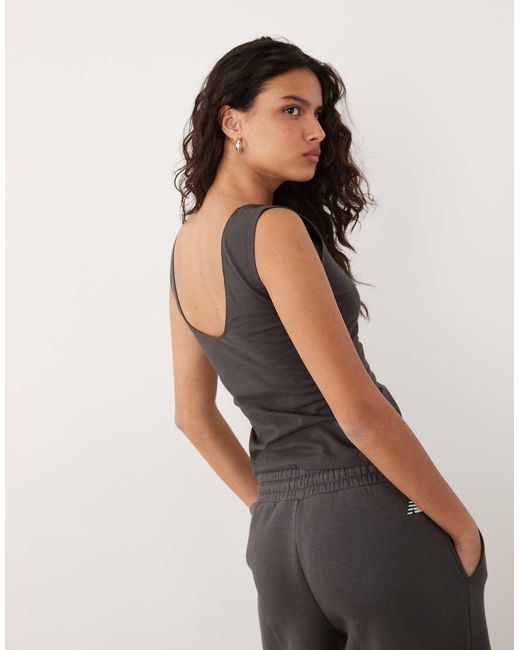 New Balance Gray Open-back Fitted Tank Top