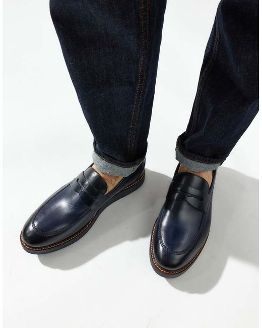 Base London Blue Sid Penny Loafer for men