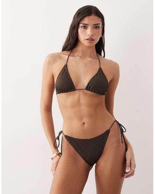 Candypants Natural Broderie Triangle Bikini Top